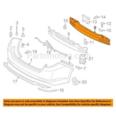 Aftermarket Replacement - BRF-1544RC CAPA 2014-2015 Kia Optima (Sedan 4-Door) Non-Hybrid (USA Built Models) Rear Bumper Impact Face Bar Crossmember Reinforcement Fiberglass - Image 3