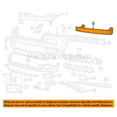 Aftermarket Replacement - BRF-1108FC CAPA 2014-2018 Jeep Cherokee (without Adaptive Cruise Control) with Tow Hook Front Bumper Impact Face Bar Crossmember Reinforcement - Image 3