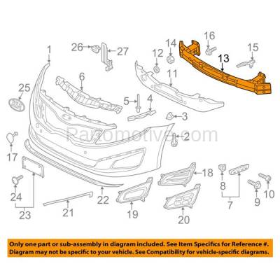 Aftermarket Replacement - BRF-1524FC CAPA 2012-2015 Kia Optima (USA Built) (Vehicles without Daytime Running Light) Front Bumper Impact Bar Crossmember Reinforcement - Image 3