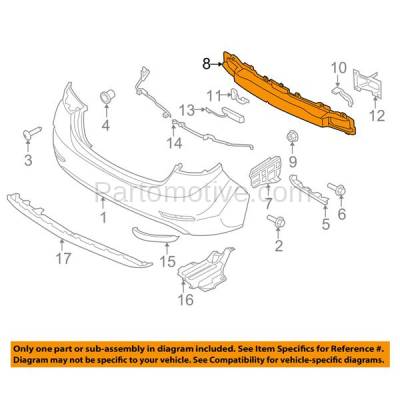Aftermarket Replacement - BRF-1475RC CAPA 2014-2016 Hyundai Elantra (For Vehicles Made in Korea or USA) Rear Bumper Impact Face Bar Crossmember Reinforcement Fiberglass - Image 3