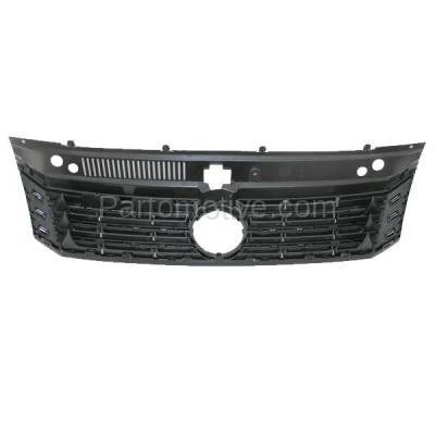 Aftermarket Replacement - GRL-2630C CAPA 2012-2015 Volkswagen Passat Front Center Face Bar Grille Assembly Painted Black Shell & Insert with 6 Chrome Molding Strips Plastic - Image 3