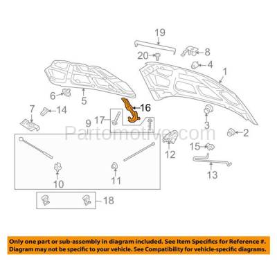 Aftermarket Replacement - HDH-1057L & HDH-1057R 2007-2011 Chevrolet Aveo & 2009-2011 Aveo5 & 2009-2010 Pontiac G3 & 2010 G3 Wave Front Hood Hinge Bracket Made of Steel PAIR SET Left Driver & Right Passenger Side - Image 3