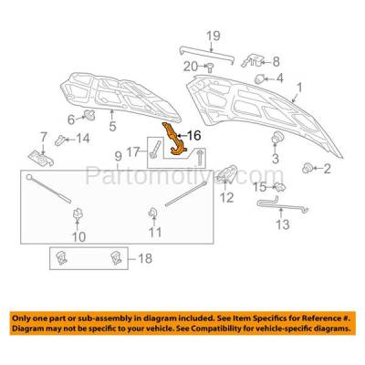 Aftermarket Replacement - HDH-1057R 2007-2011 Chevrolet Aveo & 2009-2011 Aveo5 & 2009-2010 Pontiac G3 & 2010 G3 Wave Front Hood Hinge Bracket Made of Steel Right Passenger Side - Image 3