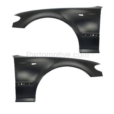 Aftermarket Replacement - FDR-1002L & FDR-1002R 2002-2005 BMW 3-Series (Sedan & Wagon 4-Door) Front Fender Quarter Panel (with Molding Holes) Primed Steel Pair Set Left & Right Side - Image 1