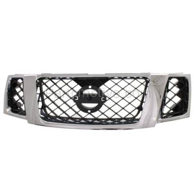 Aftermarket Replacement - GRL-2295 2008-2012 Nissan Pathfinder (4.0L & 5.6L) Front Center Face Bar Grille Assembly Chrome Shell with Black Insert Plastic without Emblem - Image 1