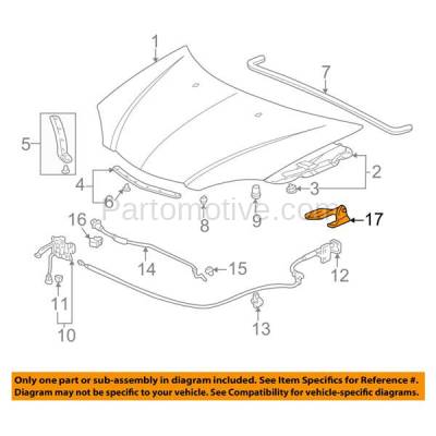 Aftermarket Replacement - HDH-1002L 2002-2006 Acura RSX (Base & Type-S) 2-Door Coupe 2.0L Front Hood Hinge Bracket Made of Steel Left Driver Side - Image 3