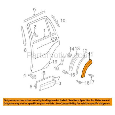 Aftermarket Replacement - FDT-1071R 01-05 RAV4 Rear Fender Molding Moulding Trim Arch Right Passenger Side TO1509101 - Image 3