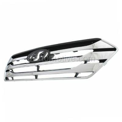Aftermarket Replacement - GRL-1916 2013-2014 Hyundai Santa Fe Sport (4Cyl, 2.0L 2.4L Engine) Front Center Grille Assembly Chrome Shell with Painted Black Insert Plastic - Image 2