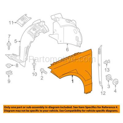 Aftermarket Replacement - FDR-1450RC CAPA 2012-2015 Mercedes-Benz ML-Class (excluding ML63) Front Fender Quarter Panel (without Molding Holes) Aluminum Right Passenger Side - Image 3