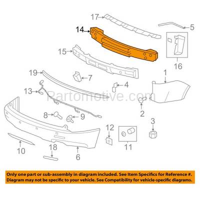 Aftermarket Replacement - BRF-1327RC CAPA 2008-2012 Buick Enclave & 2009-2012 Chevrolet Traverse & 2007-2012 GMC Acadia & 2007-2010 Saturn Outlook Rear Bumper Reinforcement - Image 3
