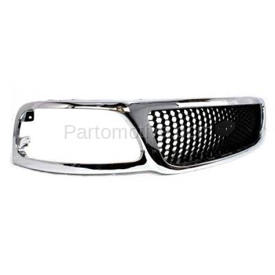 Aftermarket Replacement - GRL-1466 1999-2003 Ford F-150 & 1999 F-250 Pickup Truck (Lariat, XL, XLT) (4WD) Front Grille  Assembly Chrome Shell & Black Honeycomb Insert - Image 2