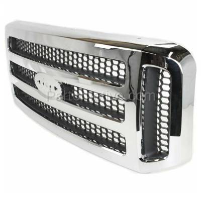 Aftermarket Replacement - GRL-1490C CAPA 2005 Ford Excursion & 2005-2007 F-Series Super Duty Pickup Truck Front Grille Assembly Chrome Shell & Gray Honeycomb Insert Plastic - Image 2