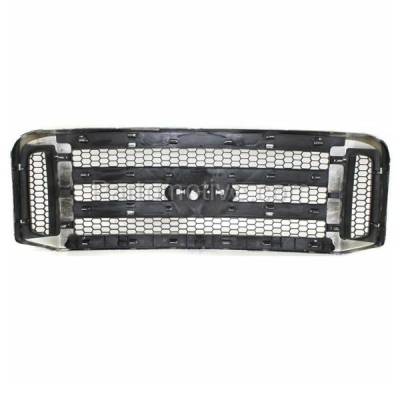 Aftermarket Replacement - GRL-1490C CAPA 2005 Ford Excursion & 2005-2007 F-Series Super Duty Pickup Truck Front Grille Assembly Chrome Shell & Gray Honeycomb Insert Plastic - Image 3