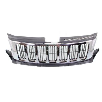 Aftermarket Replacement - GRL-1330C CAPA 2011-2013 Jeep Grand Cherokee (Laredo (E, X), Limited, Limited Premium) Front Grille Assembly Chrome Shell & Black Insert Plastic - Image 3