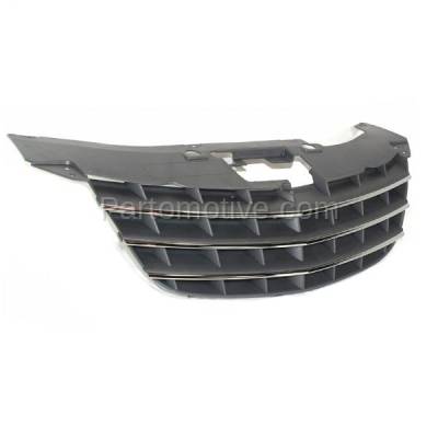 Aftermarket Replacement - GRL-1315C CAPA 2007-2010 Chrysler Sebring (Sedan & Convertible) Front Center Grille Assembly Silver Black Shell & Insert with Chrome Molding Plastic - Image 2
