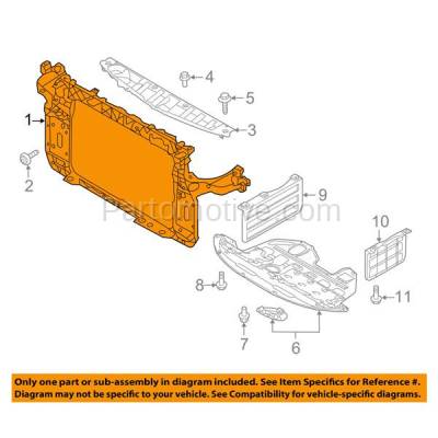 Aftermarket Replacement - RSP-1455C CAPA 2011-2016 Kia Sportage (Base, EX, EX Luxury, LX, SX) (2.0 & 2.4 Liter Engine) Front Center Radiator Support Core Assembly Primed Steel - Image 3