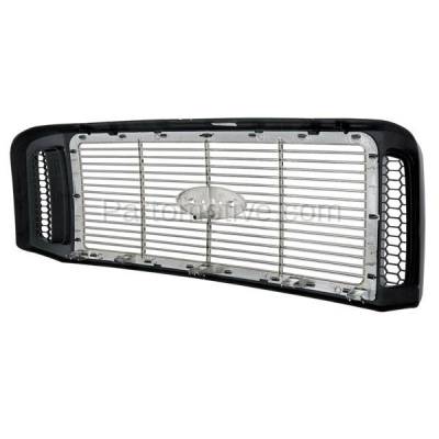 Aftermarket Replacement - GRL-1491 2005-2007 Ford F250 & F350 Super Duty Truck (Harley-Davidson Edition) Front Grille Assembly Painted Black Shell & Chrome Insert Plastic - Image 3