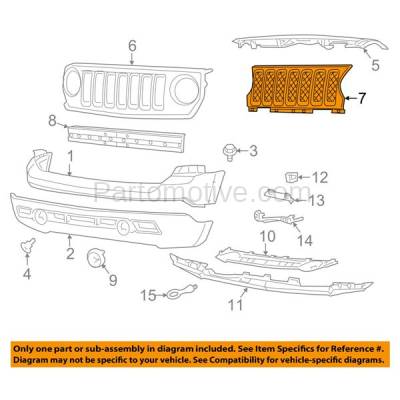 Aftermarket Replacement - GRL-1354C CAPA 2011-2017 Jeep Patriot (4Cyl, 2.0L 2.4L Engine) Front Center Face Bar Grille Grill Insert Assembly Matte Black without Emblem - Image 3