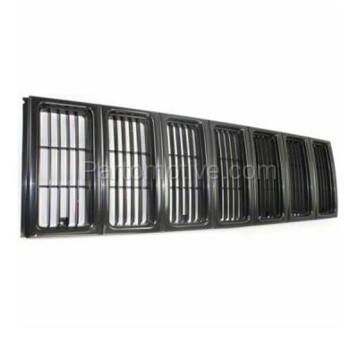 Aftermarket Replacement - GRL-1255C CAPA 1997-2001 Jeep Cherokee (SE & Sport Models) (4Cyl 6Cyl, 2.5L 4.0L) Front Center Grille Insert Panel Assembly Primed Black Plastic - Image 2