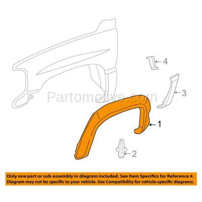 Aftermarket Replacement - FDT-1049R 99-02 Sierra & 00-06 Tahoe Front Fender Flare Molding Trim Right Passenger Side - Image 3