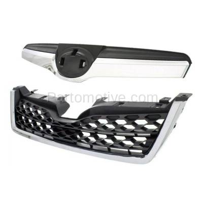 Aftermarket Replacement - GRL-2345 & GRL-2346 2014-2016 Subaru Forester (2.5 Liter H4 Engine) 2-Piece Set Front Radiator Grille Assembly Dark Gray Shell Insert with Chrome Molding - Image 2