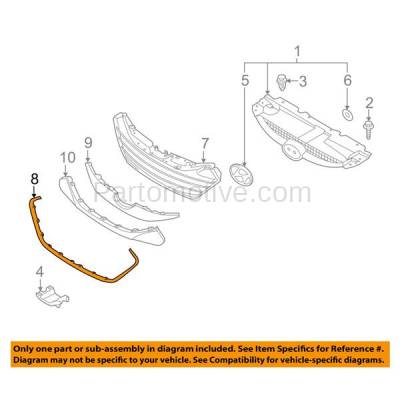 Aftermarket Replacement - GRT-1162C CAPA For NEW Front Lower Grille Trim Grill Molding Fits 10-15 Tucson 865812S100 - Image 3