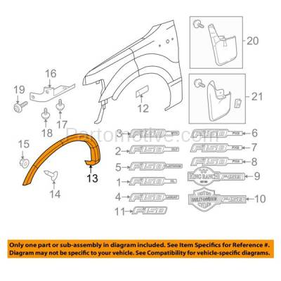 Aftermarket Replacement - FDF-1036L 2009-2014 Ford F150 Pickup Truck (except Raptor) Front Fender Flare Wheel Opening Molding Arch Paintable Plastic Left Driver Side - Image 3