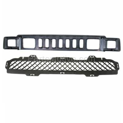 Aftermarket Replacement - GRL-1876 & GRL-1877 2006-2010 Hummer H3 & 2009-2010 H3T (5Cyl & 8Cyl) 2-Piece Set Front Upper Main & Lower Bumper Cover Grille Assembly Plastic - Image 3