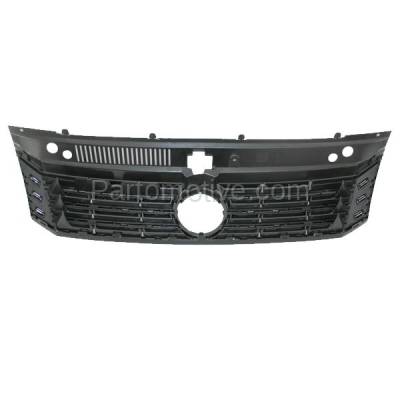 Aftermarket Replacement - GRL-2630 2012-2015 Volkswagen Passat Front Center Face Bar Grille Assembly Painted Black Shell & Insert with Six Chrome Molding Strips Plastic - Image 3