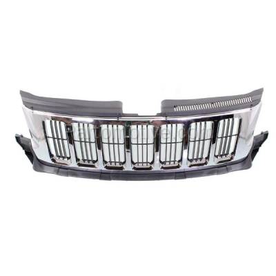 Aftermarket Replacement - GRL-1330 2011-2013 Jeep Grand Cherokee (Laredo (E, X), Limited, Limited Premium) Front Grille Assembly Chrome Shell & Black Insert Plastic - Image 3