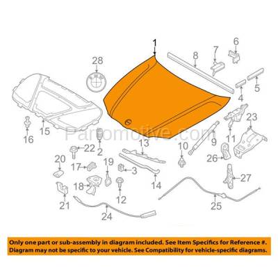 Aftermarket Replacement - HDD-1058C CAPA 2008-2012 BMW 1-Series (128i/135i/M) 3.0L (Convertible & Coupe 2-Door) E87 Front Hood Panel Assembly Primed Steel - Image 3