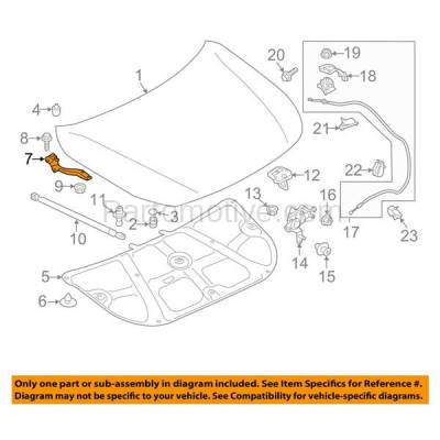 Aftermarket Replacement - HDH-1164L & HDH-1164R 2015-2018 Subaru Legacy & Outback Sedan & Wagon 4-Door (2.5 & 3.6 Liter Engine) Front Hood Hinge Bracket Made of Steel PAIR SET Left Driver & Right Passenger Side - Image 3