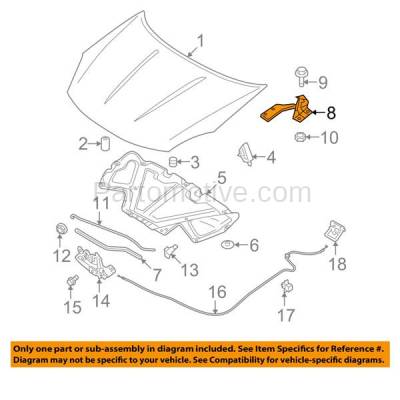 Aftermarket Replacement - HDH-1152L & HDH-1152R 2008-2013 Nissan Rogue & 2014-2015 Rouge Select (2.5 Liter Engine) Front Hood Hinge Bracket Made of Steel PAIR SET Left Driver & Right Passenger Side - Image 3