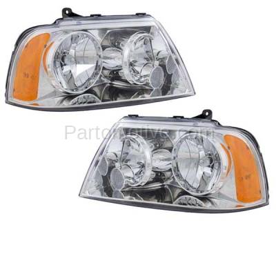 Aftermarket Replacement - HLT-1826L & HLT-1826R 2003-2006 Lincoln Navigator (8Cyl, 5.4L Engine) Front Halogen Headlight Assembly Lens & Housing with Bulb SET PAIR Left Right Side - Image 2