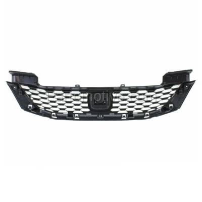 Aftermarket Replacement - GRL-1869 2013-2015 Honda Civic (4Cyl, 1.8 Liter Engine) (Sedan 4-Door) Front Center Face Bar Grille Assembly Textured Black Shell & Insert Plastic - Image 3