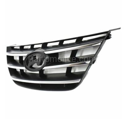 Aftermarket Replacement - GRL-1908 2009-2010 Hyundai Sonata (4Cyl 6Cyl, 2.4L 3.3L Engine) Front Center Grille Assembly Black with Chrome Molding Plastic without Emblem - Image 2