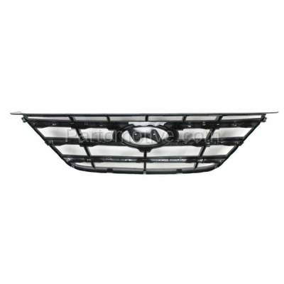 Aftermarket Replacement - GRL-1908 2009-2010 Hyundai Sonata (4Cyl 6Cyl, 2.4L 3.3L Engine) Front Center Grille Assembly Black with Chrome Molding Plastic without Emblem - Image 3