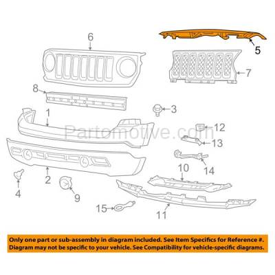 Aftermarket Replacement - GRL-1356C CAPA 2011-2017 Jeep Patriot (4Cyl, 2.0L 2.4L Engine) Front Center Upper Radiator Support Cover Grille Grill Assembly Textured Black Plastic - Image 3