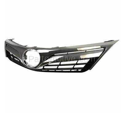 Aftermarket Replacement - GRL-2552C CAPA 2012-2014 Toyota Camry LE & XLE (2.5L & 3.5L) Front Center Face Bar Grille Assembly Dark Gray Shell & Insert with Chrome Molding Plastic - Image 2