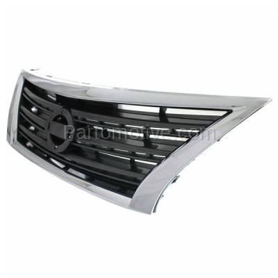 Aftermarket Replacement - GRL-2297C CAPA 2013-2015 Nissan Sentra SR (Sport Type) Front Center Face Bar Grille Assembly Chrome Shell with Dark Gray Insert Plastic without Emblem - Image 2