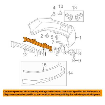 Aftermarket Replacement - ABS-1214RC CAPA 2008- 2012 Honda Accord (4Cyl 6Cyl, 2.4L 3.5L Engine) (Coupe 2-Door) Rear Bumper Face Bar Impact Energy Absorber Foam Pad - Image 3