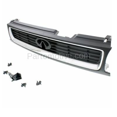 Aftermarket Replacement - GRL-1923 1994-1996 Infiniti G20 (Base & T) (Production Date From 1/1994) Front Center Grille Assembly Painted Black with Chrome Molding Plastic - Image 2