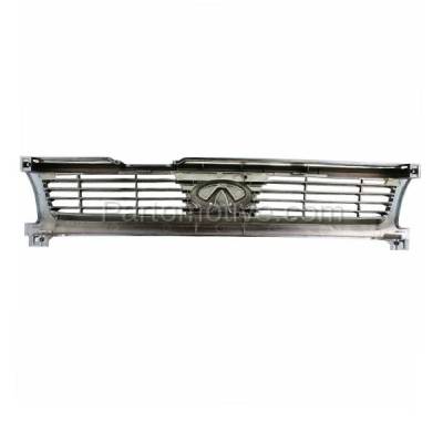 Aftermarket Replacement - GRL-1923 1994-1996 Infiniti G20 (Base & T) (Production Date From 1/1994) Front Center Grille Assembly Painted Black with Chrome Molding Plastic - Image 3