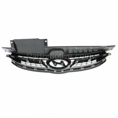 Aftermarket Replacement - GRL-1917 2011-2013 Hyundai Elantra Limited (Sedan 4-Door) (Korea Built Models) Front Center Grille Assembly Gray with Chrome Molding Plastic - Image 3