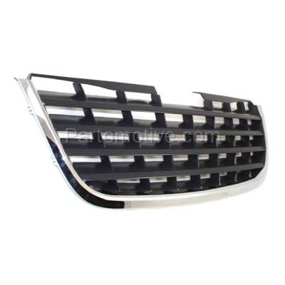 Aftermarket Replacement - GRL-1319 2008-2010 Chrysler Town & Country (LX Model) Front Center Face Bar Grille Assembly Chrome Molding Shell with Black Insert Plastic - Image 2