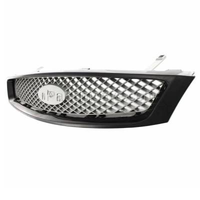 Aftermarket Replacement - GRL-1481 2005-2007 Ford Focus (Models without Appearance Package) Front Grille Assembly Chrome Black & Silver Gray Insert Plastic without Emblem - Image 2