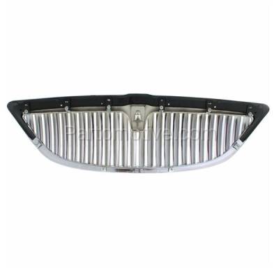 Aftermarket Replacement - GRL-1484 2003-2011 Lincoln Town Car (Signature Limited Model) Front Center Grille Assembly Chrome Shell & Dark Gray Insert Plastic without Emblem - Image 3