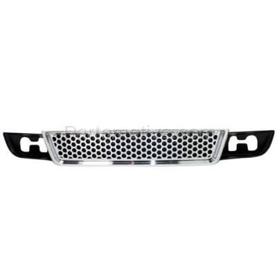 Aftermarket Replacement - GRL-1519 2007-2014 GMC Yukon & Yukon XL (Denali, Denali Hybrid) Front Bumper Cover Lower Grille Assembly Black Shell with Chrome Insert - Image 1