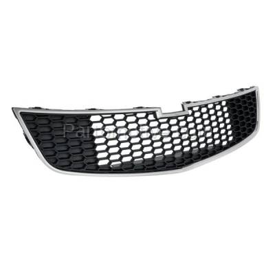 Aftermarket Replacement - GRL-1762 2011-2014 Chevrolet Cruze (excluding Eco Model) Front Center Lower Grille Assembly Chrome Shell Black Honeycomb Insert Plastic - Image 2