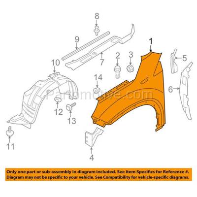 Aftermarket Replacement - FDR-1706LC CAPA 2012-2015 Kia Sorento SX (For Models Without Side Garnish) Front Fender Quarter Panel (without Molding Holes) Steel Left Driver Side - Image 3
